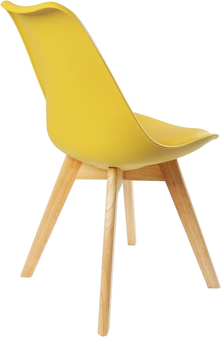 WOLTU 4er Set Esszimmerstühle Küchenstuhl Design Stuhl Esszimmerstuhl Kunstleder Holz Gelb BH29gb-4