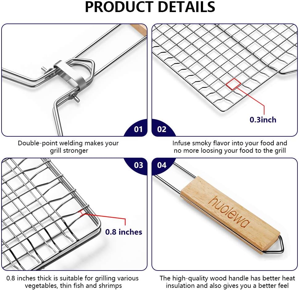 Faltbarer BBQ Grillkorb, Huolewa Tragbares Grillwerkzeug Grillroste Grillkorb Grill für Fischgemüse