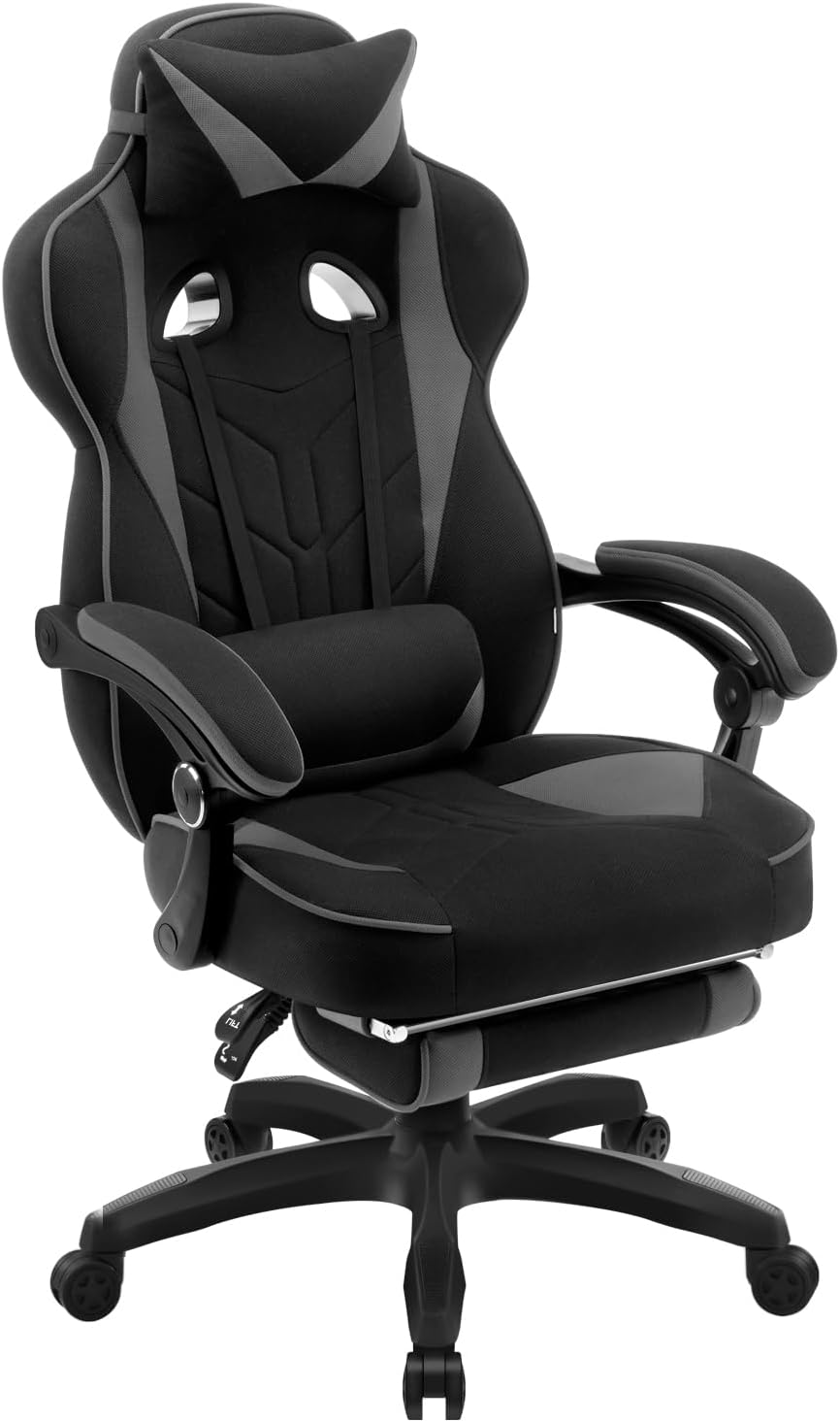 WOLTU Gaming Stuhl Stoff Atmungsaktiv Bürostuhl Gaming Chair Ergonomisch mit Lendenkissen, Gamer Stu