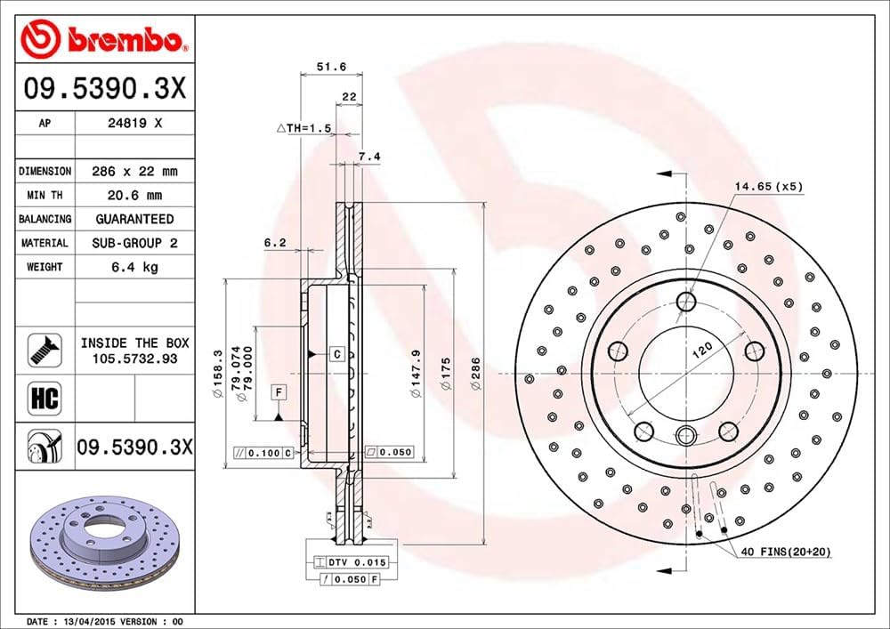 BREMBO 09.5390.3X Bremsscheiben