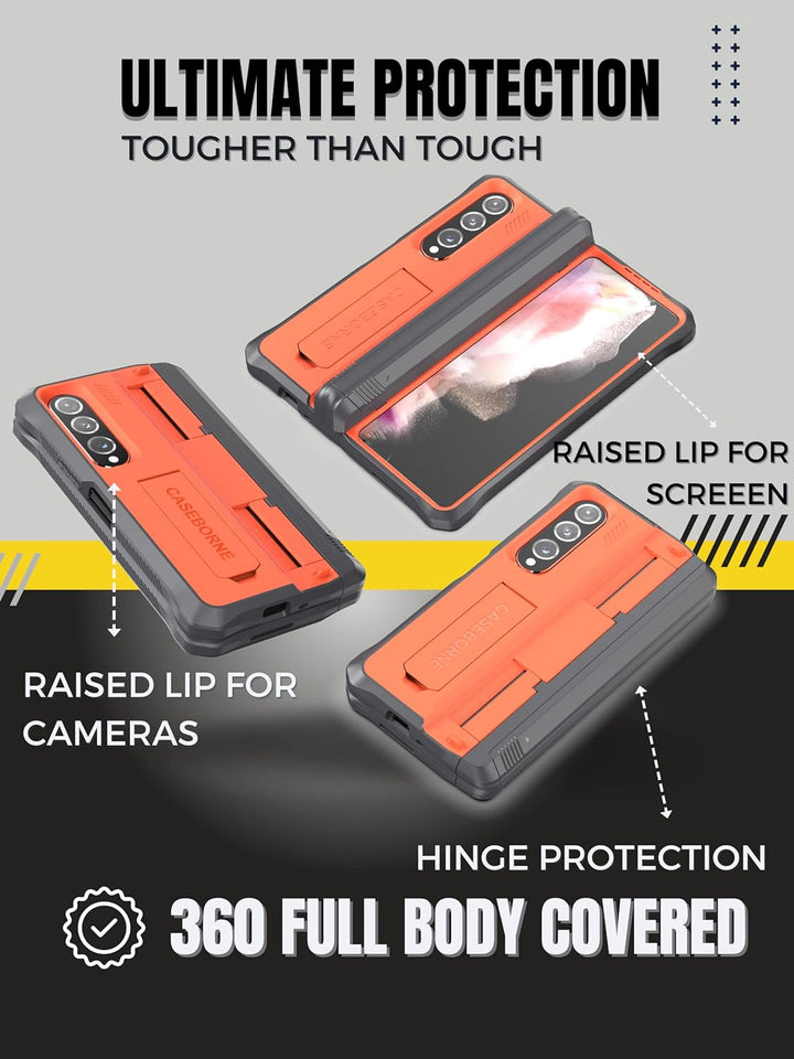 CaseBorne V Kompatibel mit Samsung Galaxy Z Fold 4 Case - Vollschutzhülle mit Semi-Auto Scharnier-Co