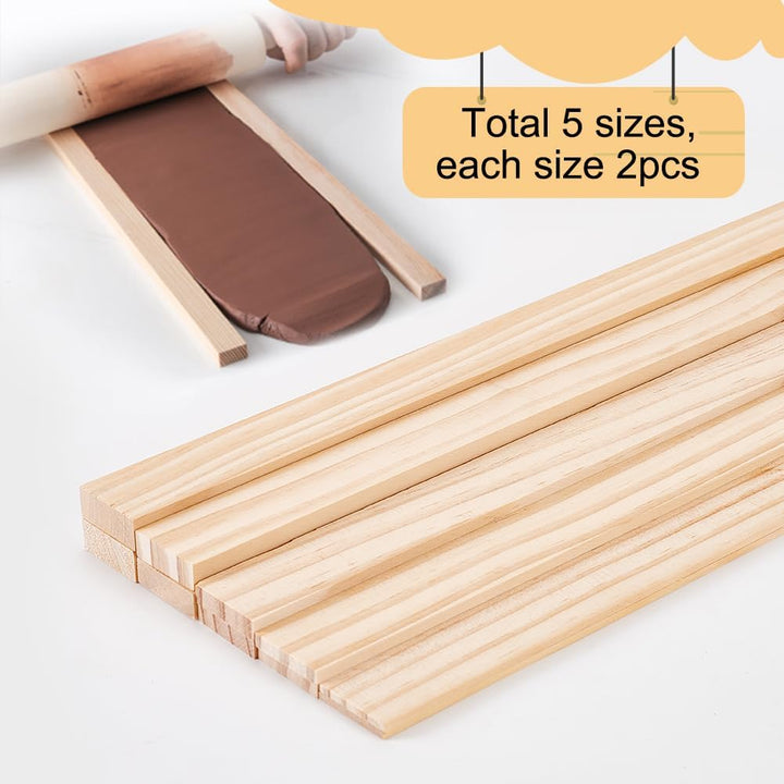 BENECREAT 10pcs Holzplatten Töpferei Werkzeuge, 5 Grösse Rechteck Mud Stick Guide für Töpferei Polym