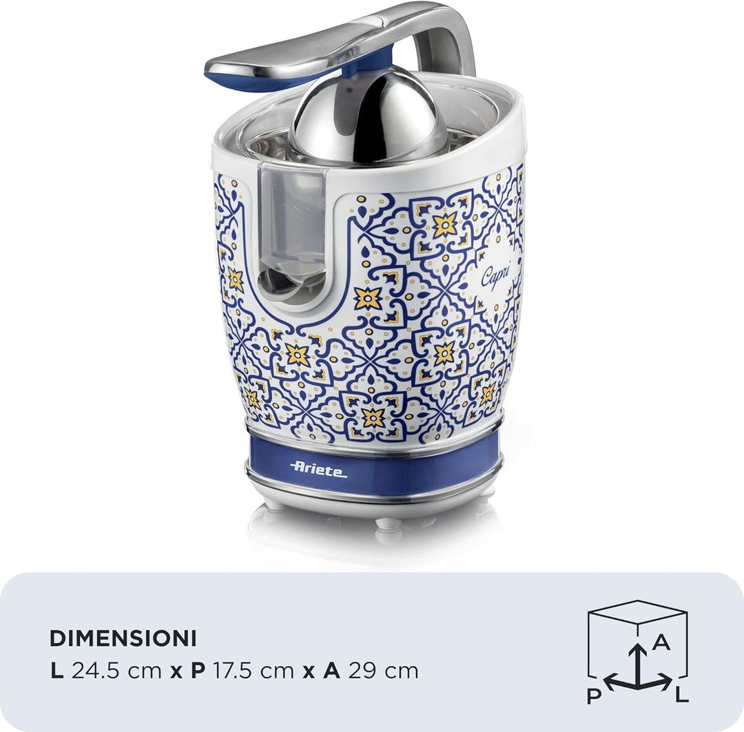 Ariete Zitruspresse 413, Capri blau und Weiss, blau und Weiss