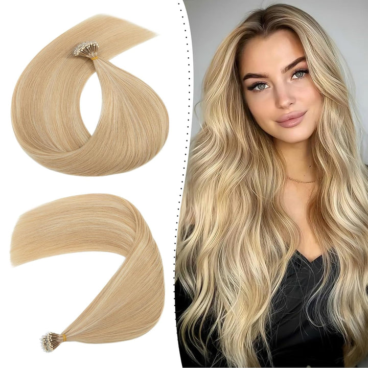 Silk-co Haarteile Echthaar Nanoring Extensions Loop Haarverlängerung 100% Human Hair Weich Natürlich