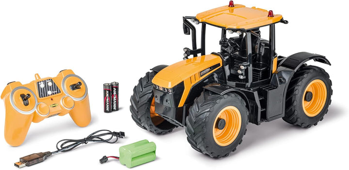CARSON 500907653 - 1:16 RC Traktor JCB 2.4G 100% RTR - Ferngesteuertes Fahrzeug, Traktor mit Funktio