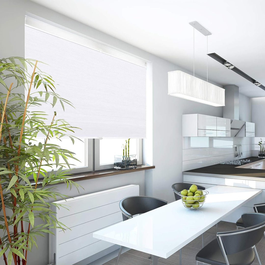 WOLTU Wabenplissee ohne Bohren Verdunklung Thermo Doppelplissee Klemmfix Zweifarbig 65x130cm Weiss-W