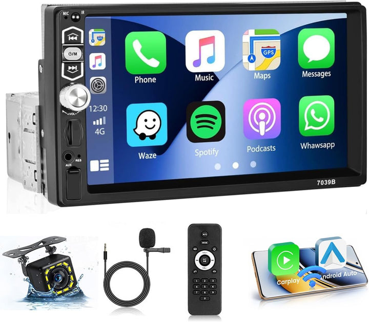 Hikity Autoradio Wireless CarPlay Android Auto 1 Din Radio mit Bildschirm 7 Zoll Touch Display Auto