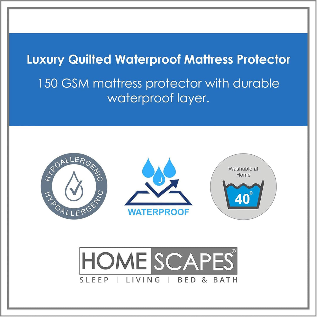 HOMESCAPES Wasserdichter Matratzenschoner 150x200 cm gepolstert, Matratzenauflage mit Spannumrandung