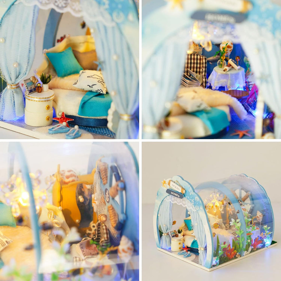 Cuteefun DIY Miniatur Puppenhaus Kit für Anfänger zu Bauen Miniatur Haus mit Möbeln und Werkzeugen S