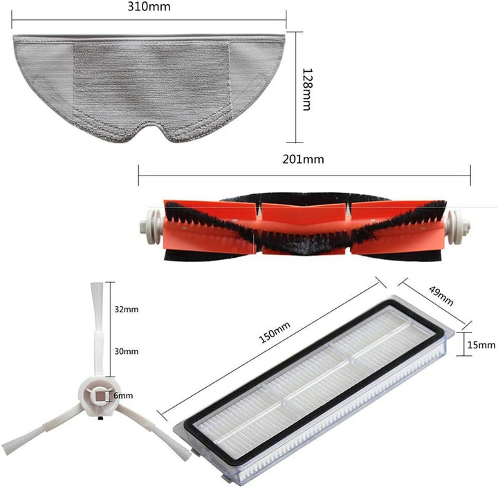 YanBan Ersatzset für Xiaomi Mijia 1C STYTJ01ZHM Dreame F9 Roboterstaubsauger Enthält 2 Hauptbürsten,