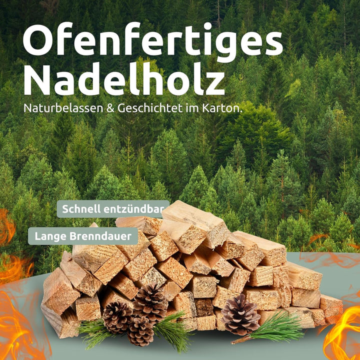 holz4home® Anfeuerholz Getrocknet 30kg (10 x 3kg) I Nadelholz Anzündholz Ofenfertig Trockenes Anmach