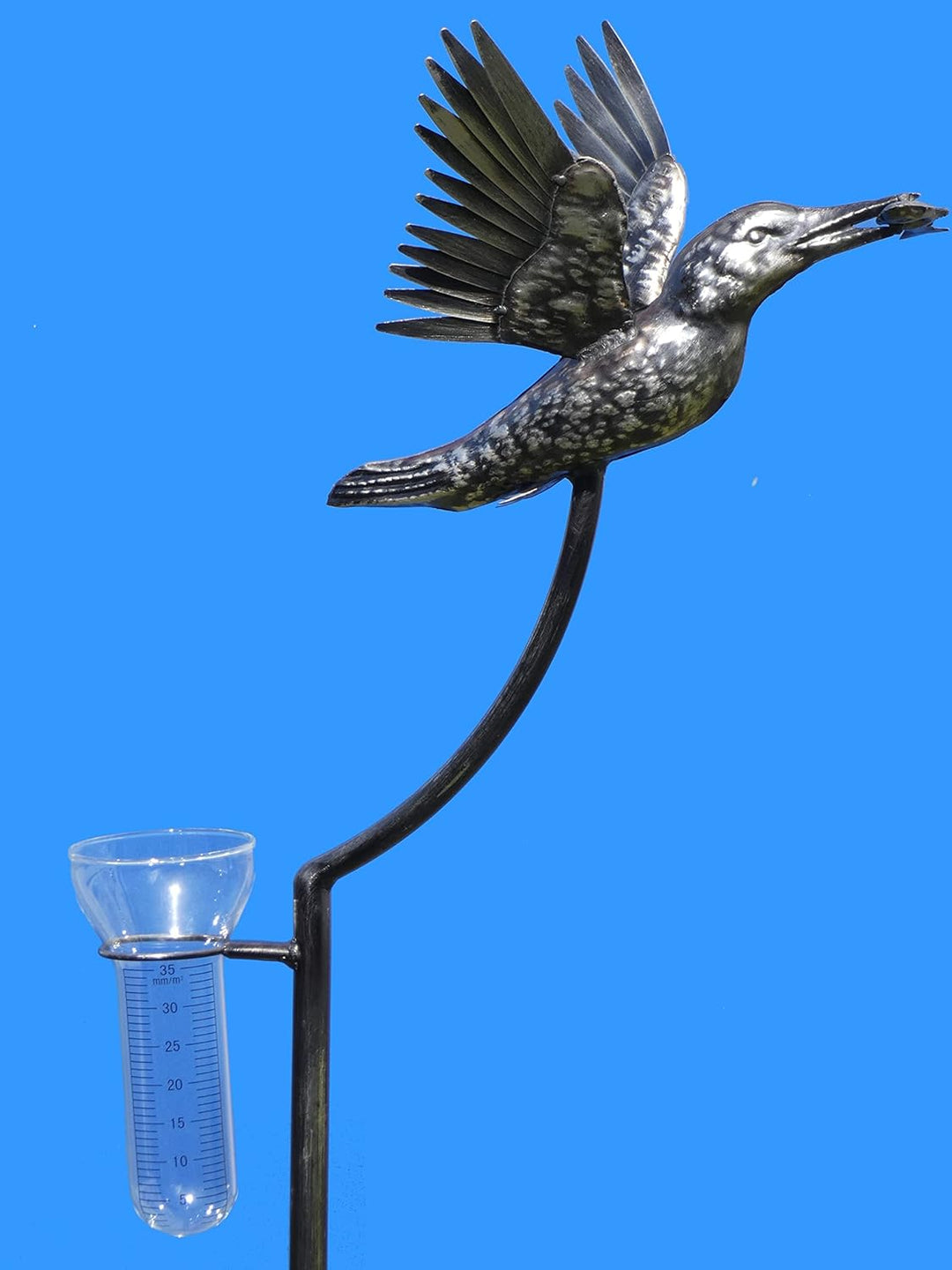 Pommerntraum ® | Edelstahl Regenmesser Niederschlagsmesser Pluviometer Vogel hochwertige Gartendeko