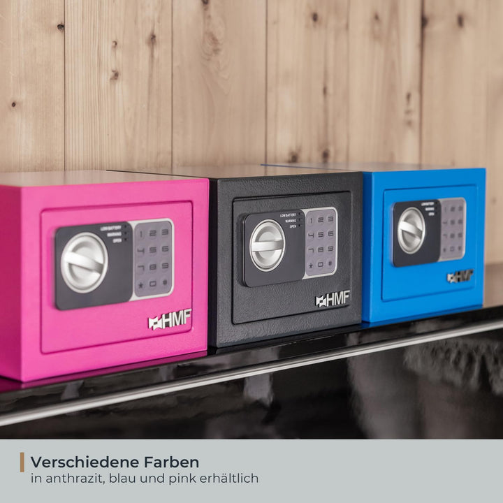 HMF 46126-11 Safe Tresor klein mit Zahlenschloss, Möbeltresor | 23 x 17 x 17 cm | Anthrazit, Anthraz