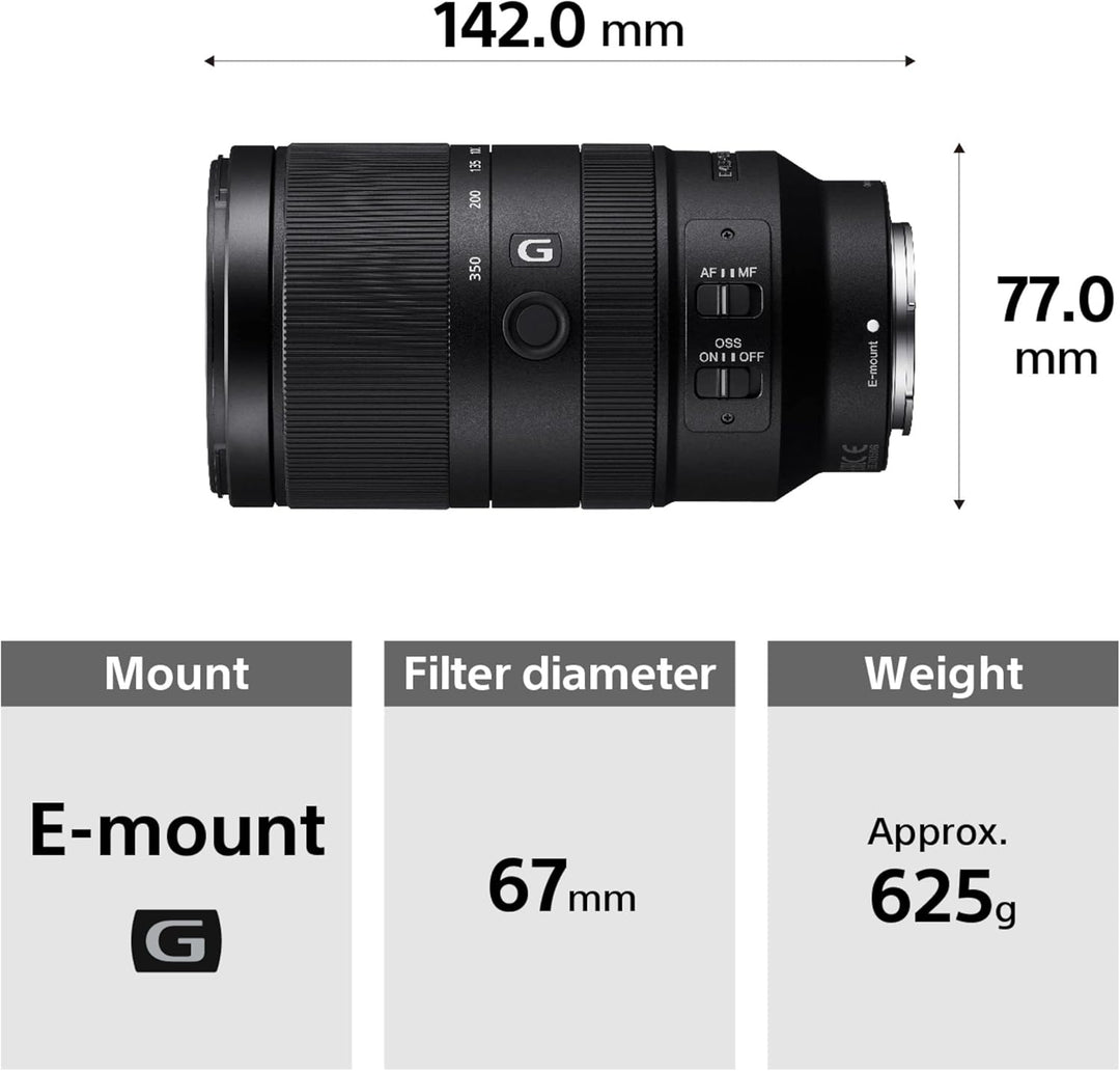 Sony E 70-350mm f/4.5-6.3 G OSS | APS-C, Super-Telezoom-Objektiv (SEL70350G) Single, Single