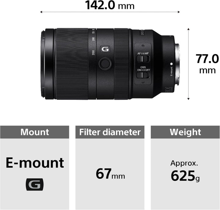 Sony E 70-350mm f/4.5-6.3 G OSS | APS-C, Super-Telezoom-Objektiv (SEL70350G) Single, Single
