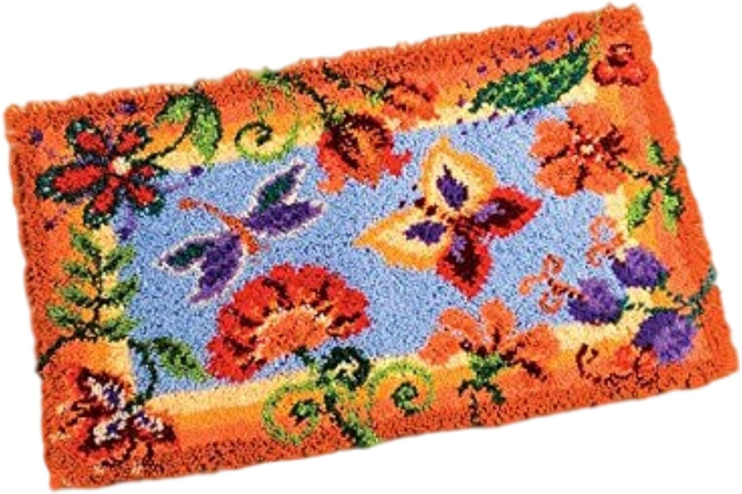 Vervaco Dekorative Blumen Knüpfteppich mit Knüpfhaken, Baumwolle, Mehrfarbig, 65 x 40 x 1 cm