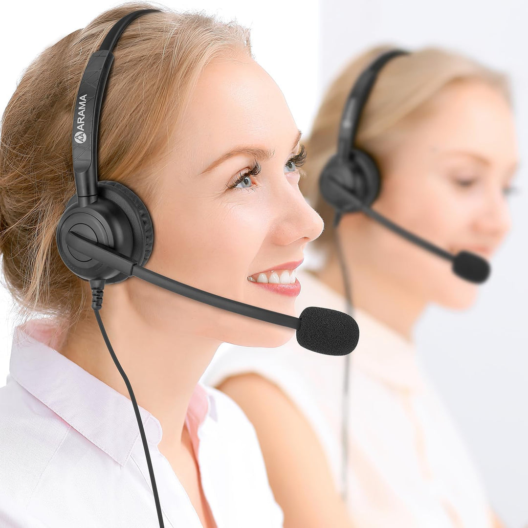 Arama 3,5mm Klinke Headset Handy, PC Kopfhörer mit Mikrofon Noise Cancelling für Fritzfon c6 c5 iPho