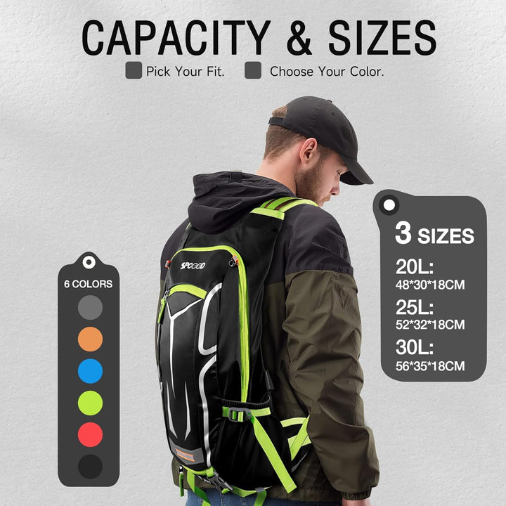 SPGOOD Fahrradrucksack 20L/25L/30L (9 Farben)-Wasserdichter Ultraleicht-für Damen & Herren Multifunk