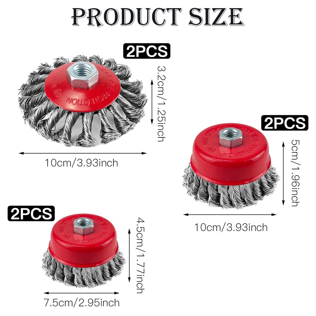 6 Stück Drahtbürste Winkelschleifer, Drahtbürste Bohrmaschine, Drahtbürste Flex Mit M14, Topfbürste