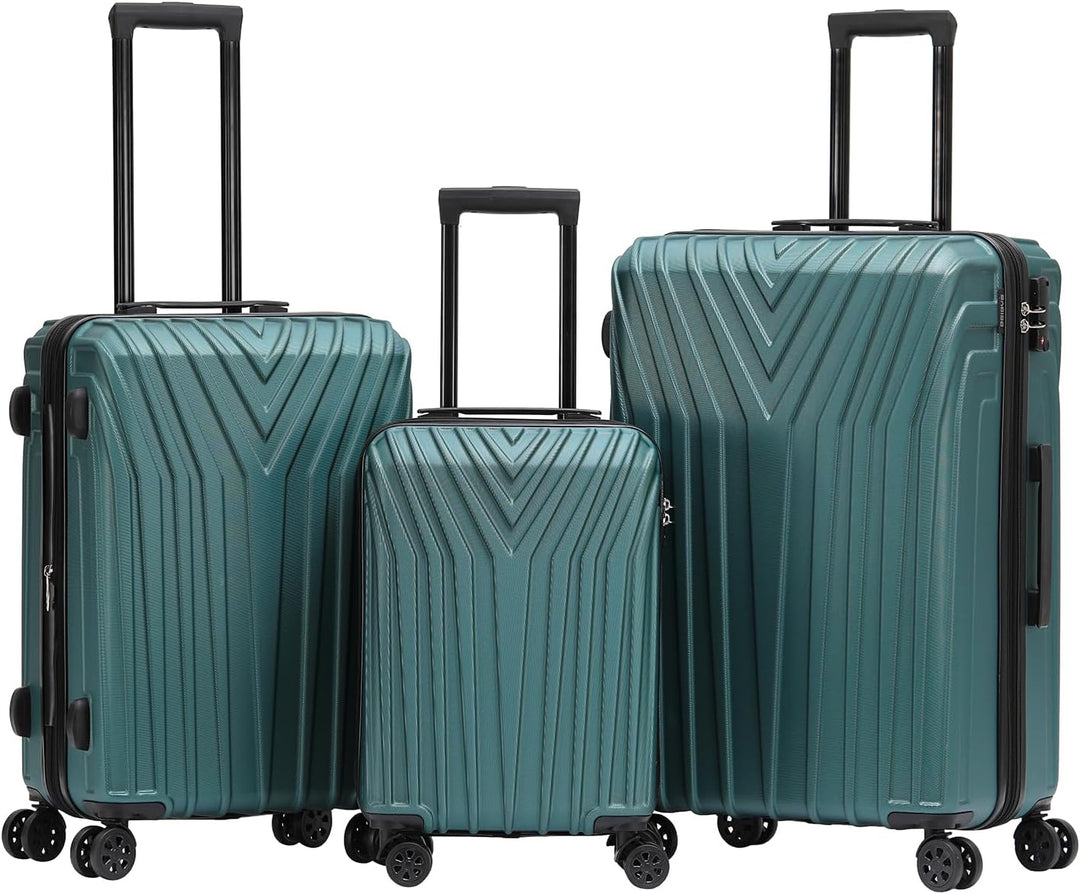 BEIBYE Kofferset Rollkoffer Koffer Hartschale,TSA Schloss, Zwillingsrollen, Erweiterung (Dunkelgrün,