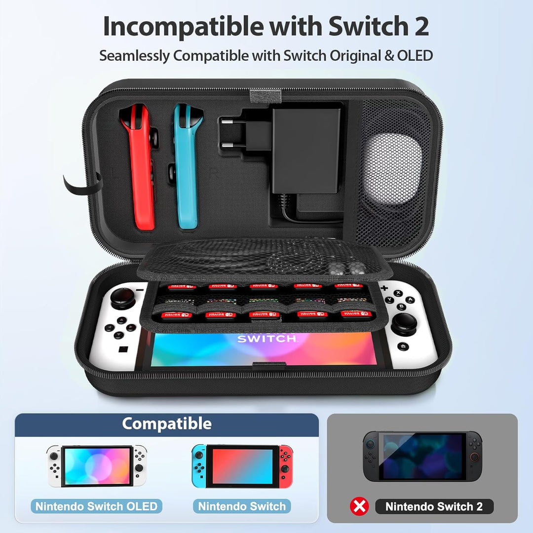 Switch Tasche kompatibel mit Nintendo Switch/OLED-Modell, Grosse Switch Tragetasche für Joycon und E