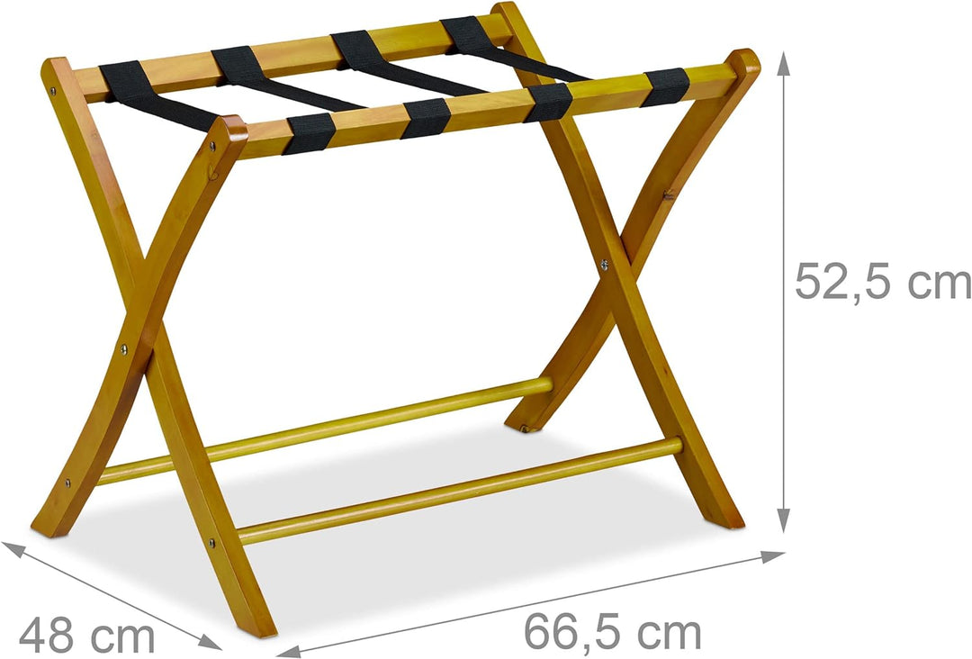 Relaxdays Kofferständer Holz, klappbar, Gepäckablage, Kofferaufbewahrung, für Reisegepäck, HxBxT: 52