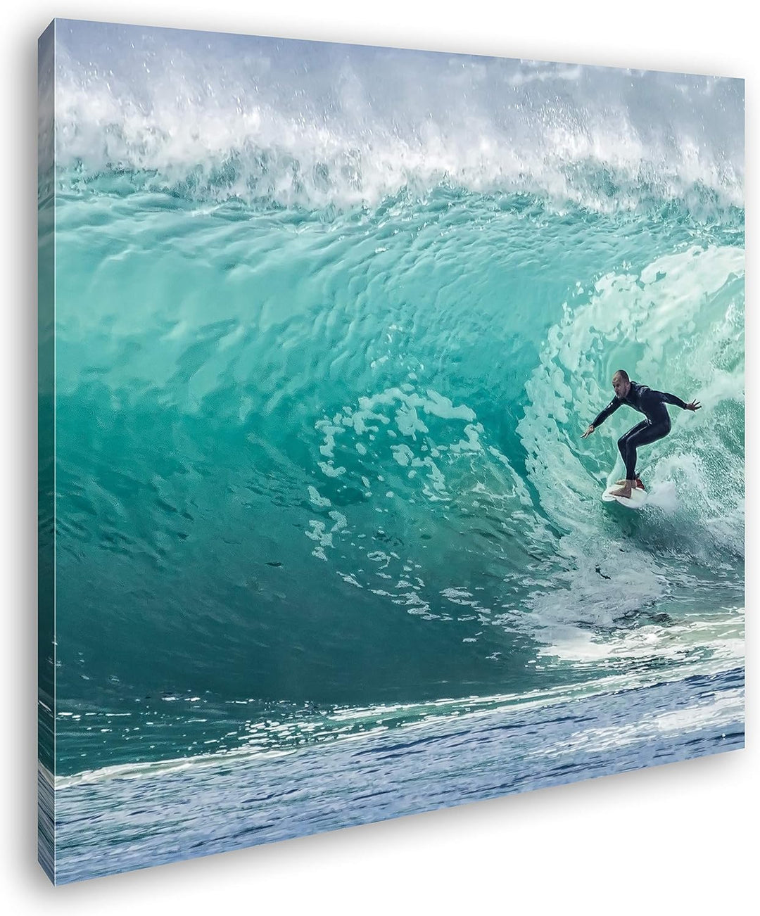 deyoli Surfer in Aktion Format: 70x70 als Leinwandbild, Motiv fertig gerahmt auf Echtholzrahmen, Hoc