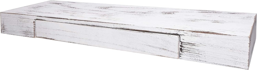 Mendler Wandregal HWC-H37, Schweberegal Wandboard Hängeregal Regal, Schublade Massiv-Holz 8x80x25cm
