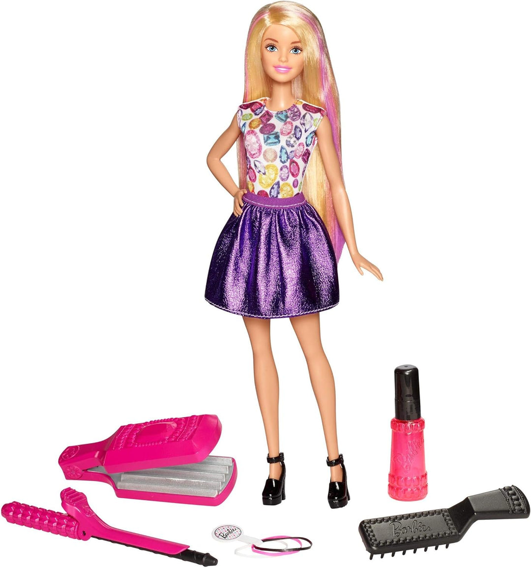 Barbie DWK49 - Hairstyling Spielset, ohne Hitze und mit Wasser verschiedene Frisuren zaubern, Spielz