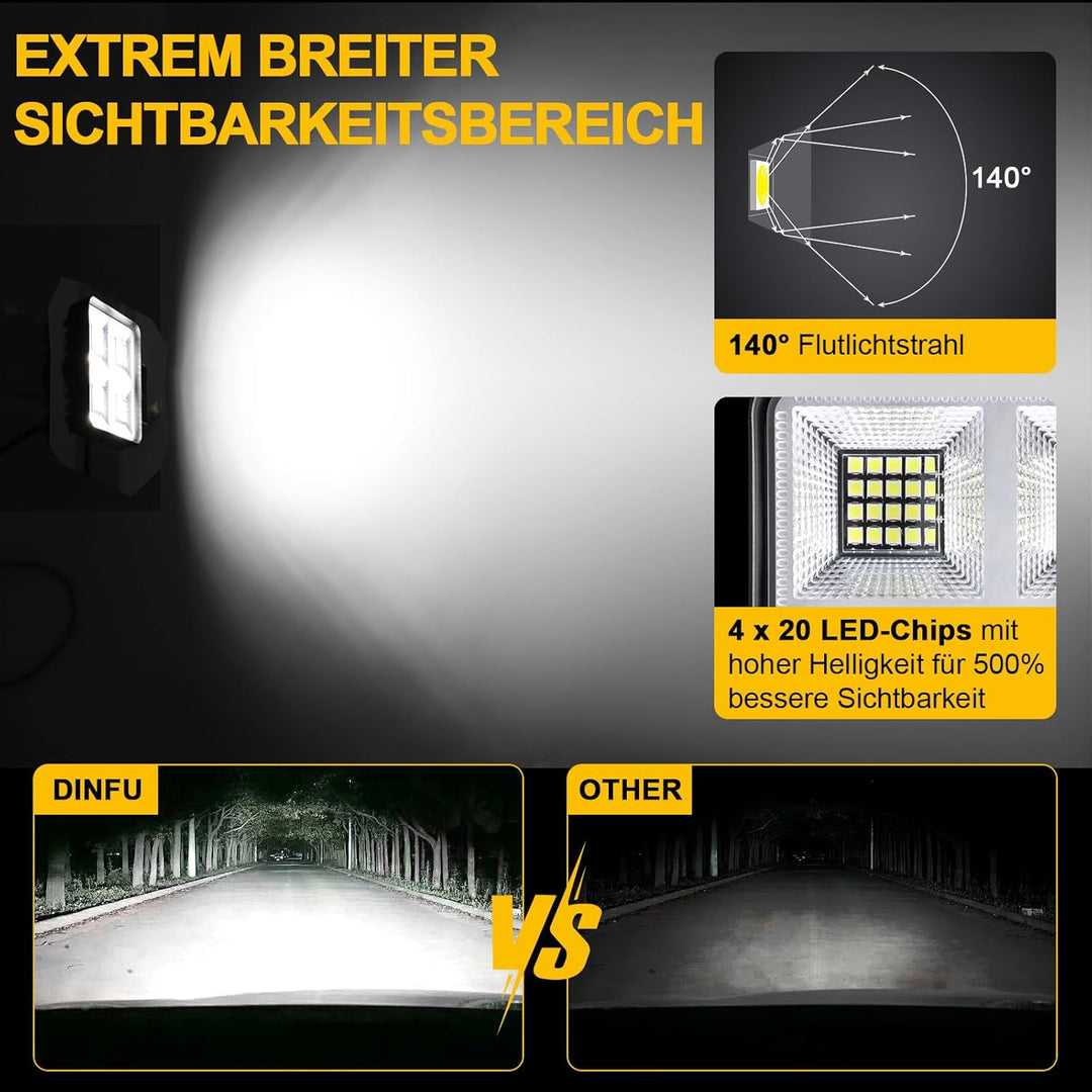 Dinfu 2 pack 160W LED Scheinwerfer Lampen12v Led Arbeitsscheinwerfer Zusatzscheinwerfer, 6000K LED A