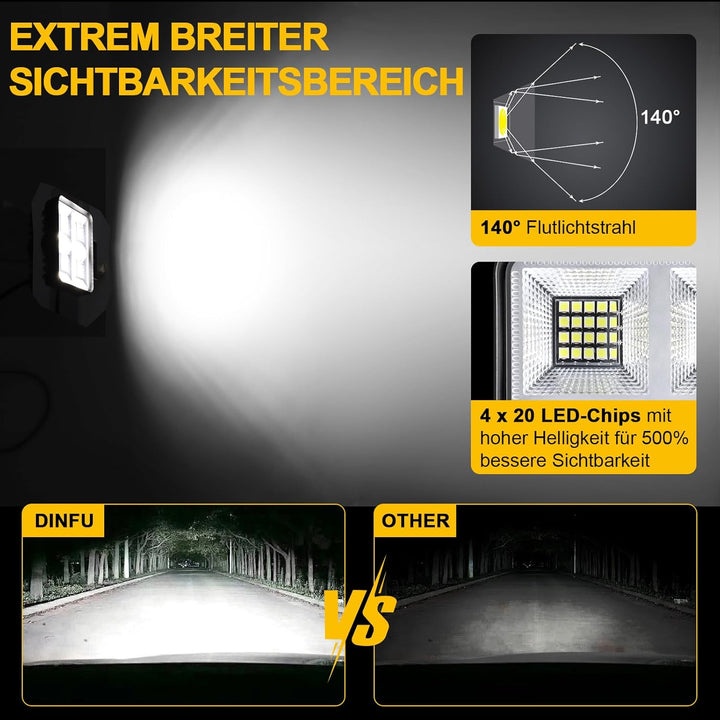 Dinfu 2 pack 160W LED Scheinwerfer Lampen12v Led Arbeitsscheinwerfer Zusatzscheinwerfer, 6000K LED A