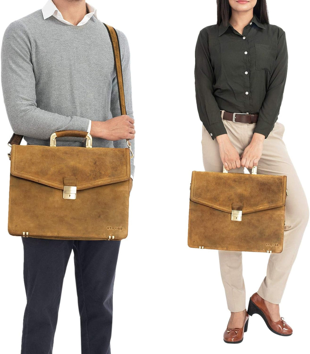 STILORD 'Lazarus' Aktentasche Leder Gross Herren Damen Businesstasche 15,6 Zoll Laptoptasche Umhänge