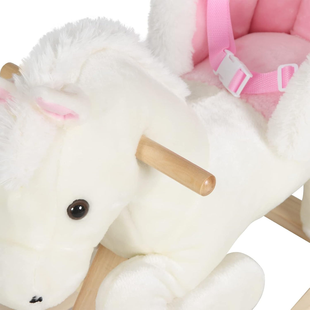 WOLTU Schaukelpferd Baby Schaukeltier Schaukelsitz Plüsch Schaukelspielzeug mit Gurt,PP-Baumwolle, W