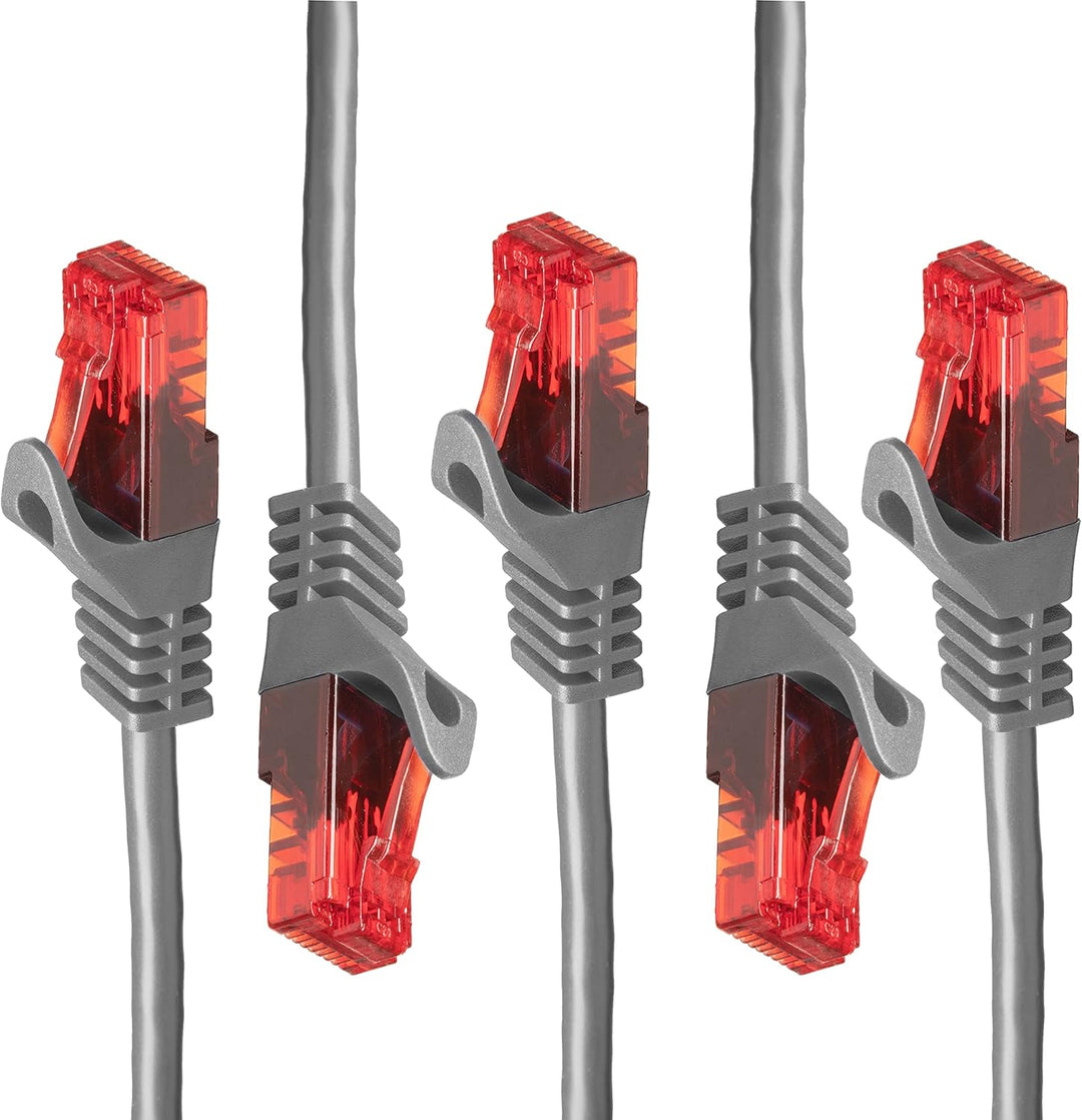 BIGtec - 5 Stück - 50m Gigabit Netzwerkkabel Patchkabel Ethernet LAN DSL Patch Kabel grau (2x RJ-45