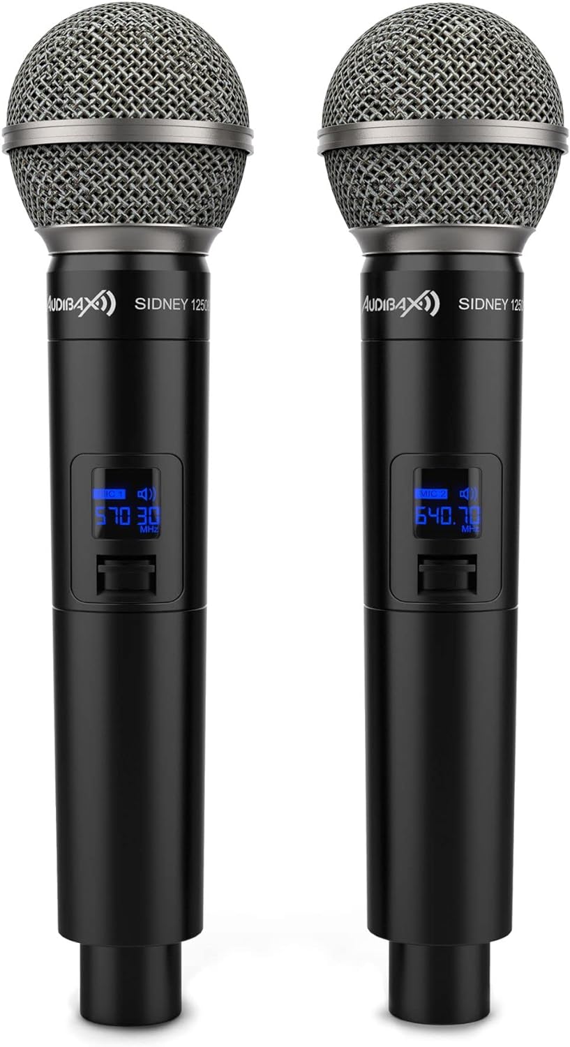 Audibax Sidney 1250 B Micrófono Doble Mano Profesional UHF Frecuencia B + Maleta