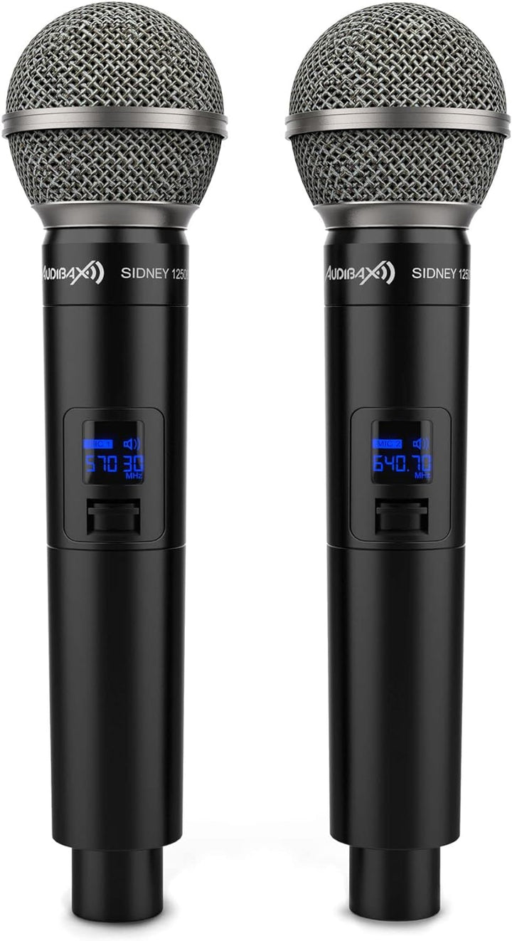 Audibax Sidney 1250 B Micrófono Doble Mano Profesional UHF Frecuencia B + Maleta