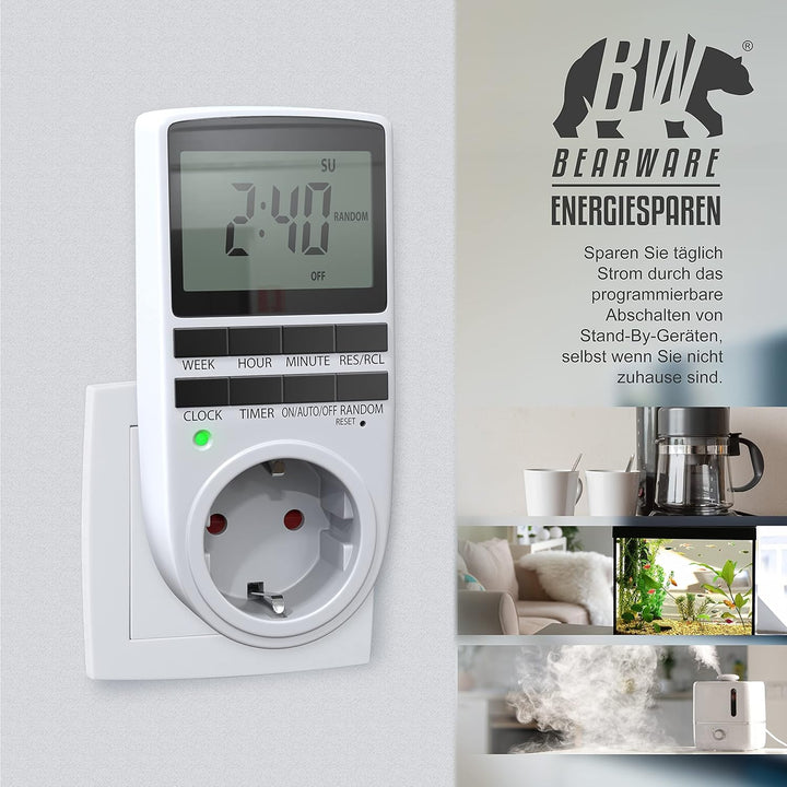 CSL - 2X Digitale Zeitschaltuhr - Programmierbarer Timer - LCD-Display 5,3 cm - 3680W - Digital-Zeit