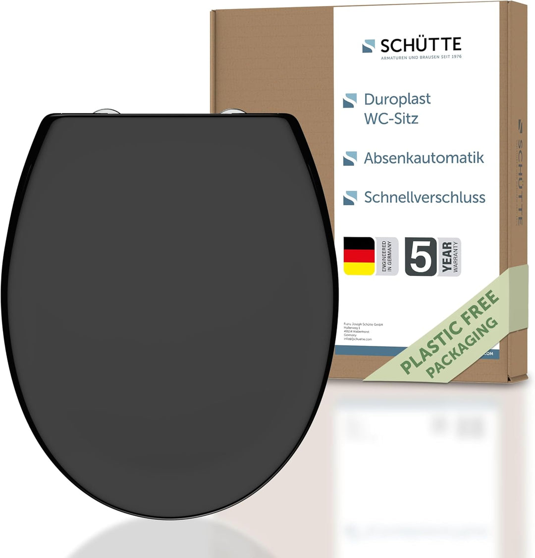SCHÜTTE WC-Sitz mit Absenkautomatik | Abnehmbarer Klodeckel aus bruchsicherem Duroplast | Innovative
