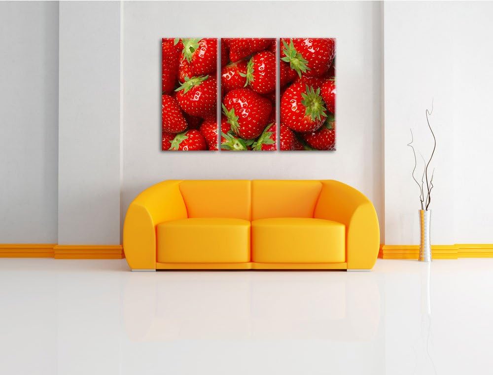 Fruchtig frische Erdbeeren 3-Teiler Leinwandbild 120x80 Bild auf Leinwand, XXL riesige Bilder fertig