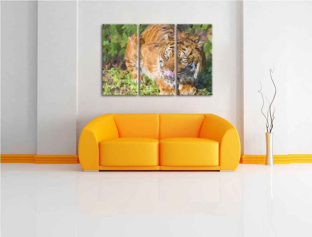 grosser Tiger Spezial 3-Teiler Leinwandbild 120x80 Bild auf Leinwand, XXL riesige Bilder fertig gera