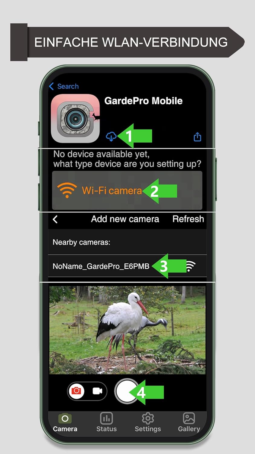GardePro E6P Max Wildkamera WLAN, Wiederaufladbare 8000mAh Batterie, integrierte SD Karte, 64MP 1296