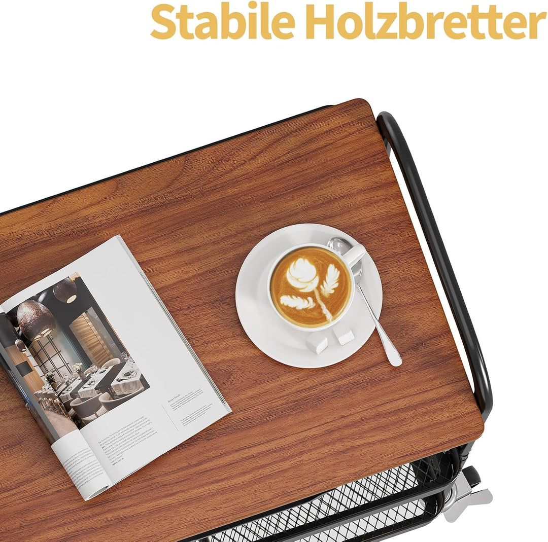 KINGRACK Aufbewahrungswagen 3-Tier mit Tischplatte, Multifunktionswagen aus Metall für Küche, Haus,