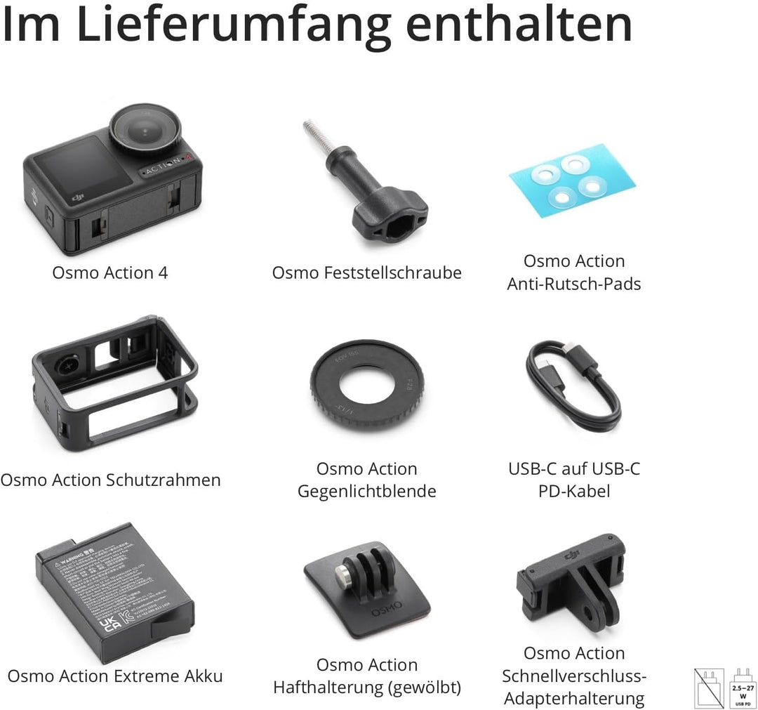 DJI Osmo Action 4 Standard-Combo – 4K/120fps wasserdichte Action-Kamera mit einem 1/1,3-Zoll-Sensor,