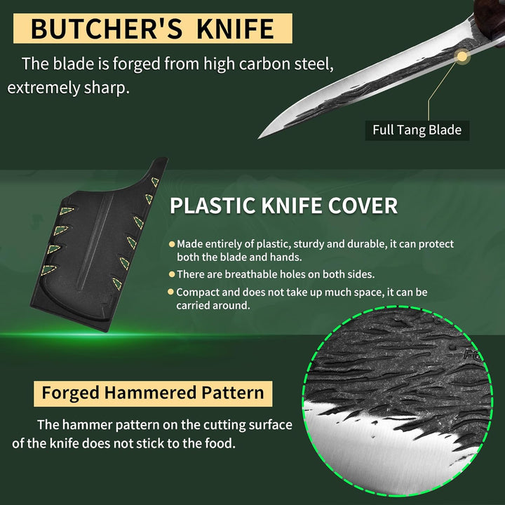 FULLHI Ausbeinmesser, Multi-Farben Griff Full Tang Küchenmesser, High Carbon Steel Carving Fishing D