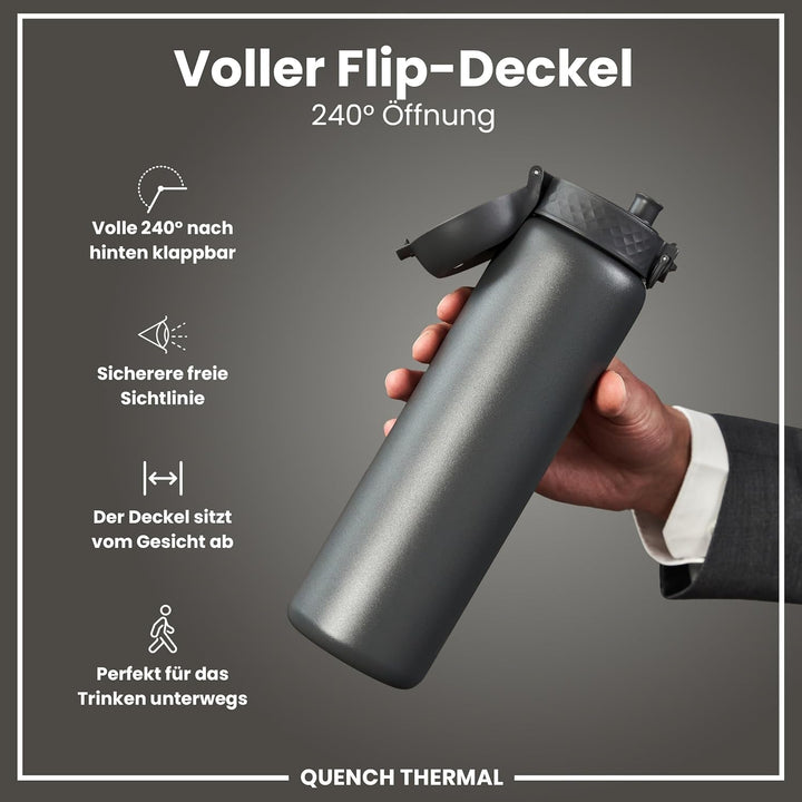 Ion8 Vakuumisolierte Edelstahl-Trinkflasche, 1 Liter, 920 ml, Auslaufsicher, Einhandöffnung, Sichere