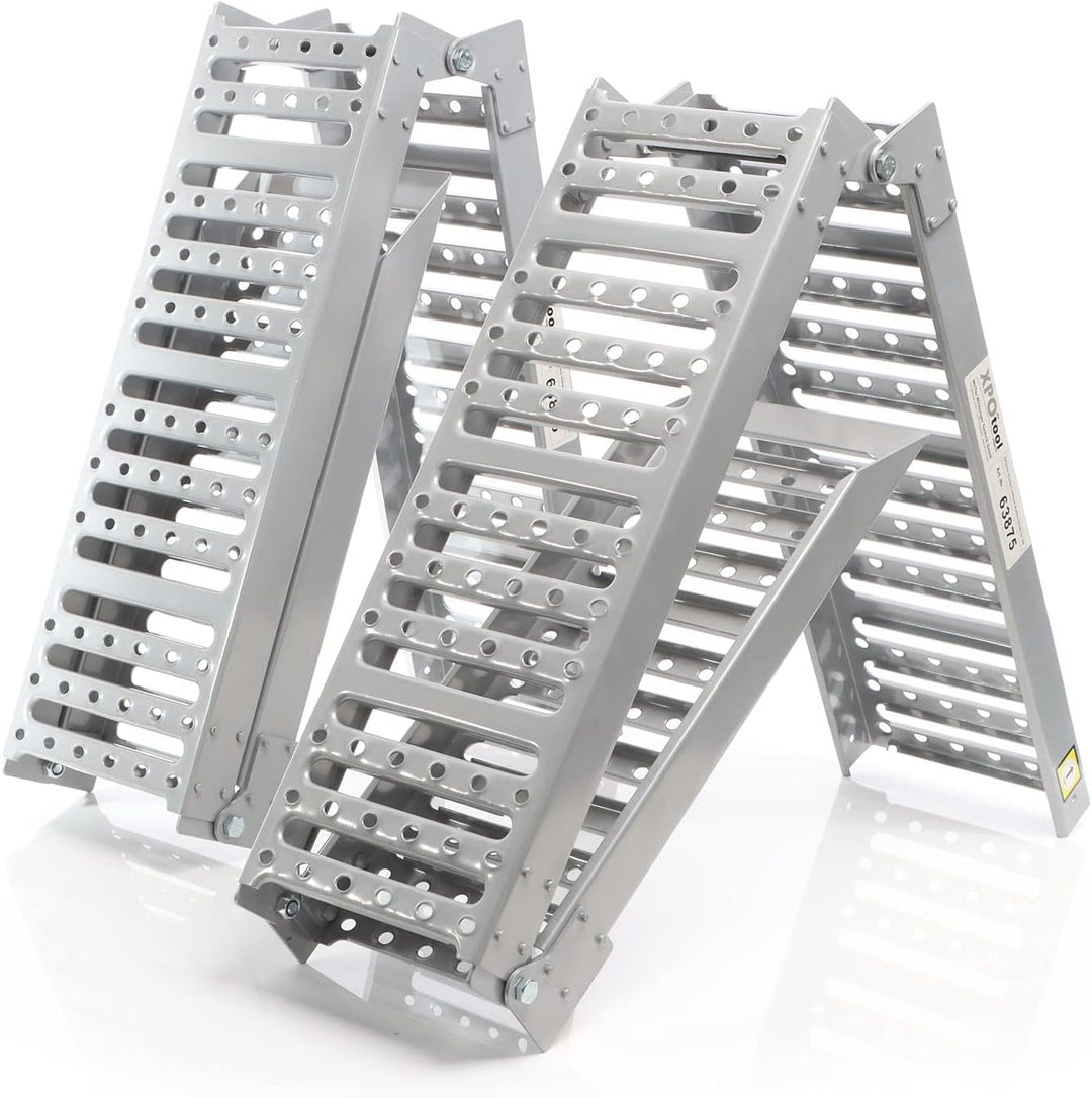 XPOtool 2X Auffahrrampe 340kg 3-Fach klappbar Verladerampen 197x23cm rutschfest Stahl für Motorrad