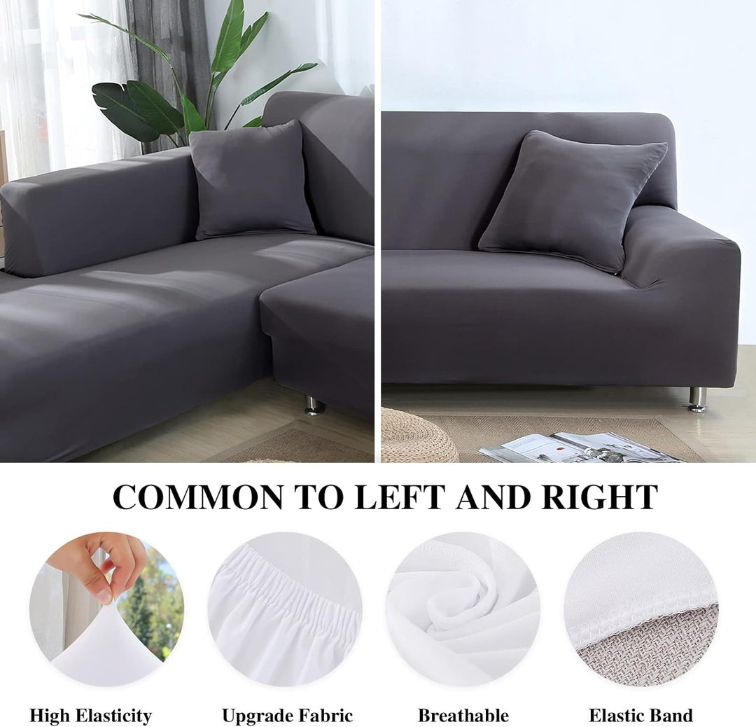 Jaotto Sofa Überwürfe Sofabezug Elastische Spandex Stretch Sofabezüge Couchbezug für L-Form Sofa Uni