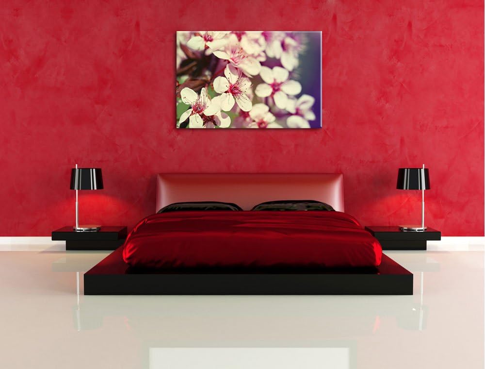 Gelbe Tulpe im Frühling Bild auf Leinwand, XXL riesige Bilder fertig gerahmt mit Keilrahmen, Kunstdr