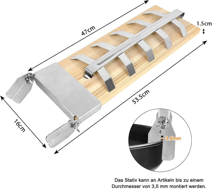 NAIZY Flammlachsbrett 2X Flammlachsbretter mit Edelstahl-Halterung Lachsbretter 5 Stufen Einstellbar
