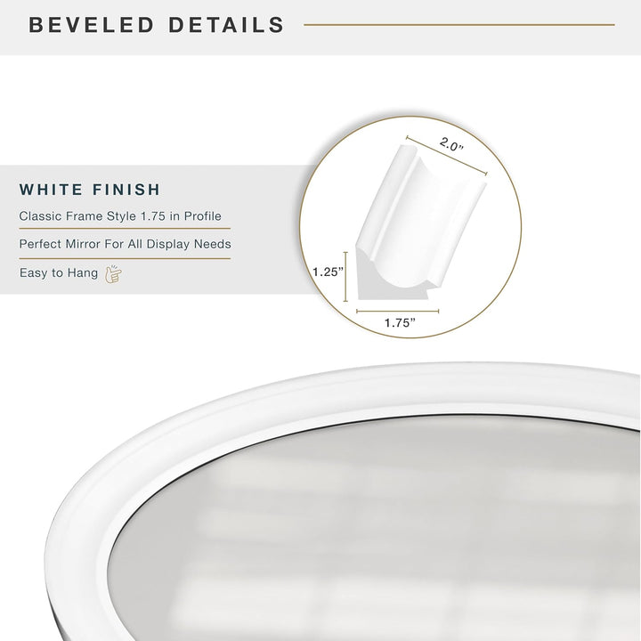 MCS 20458 Wandspiegel oval 53,3 x 78,9 cm weiss Ohne Perlen 21 x 31 Inch Weiss, Ohne Perlen 21 x 31